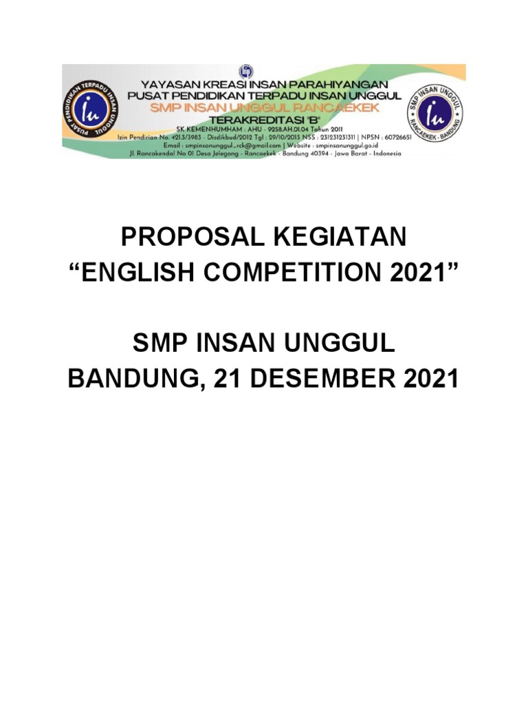 Proposal English Competition 2021 | PDF