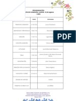 Programación Grupo de Conexión / Jueves 18 de Agosto / 2022