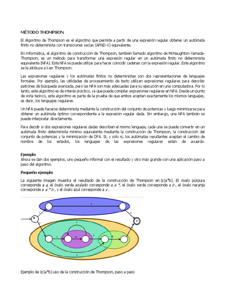 Algoritmo de Construcción de Thompson | PDF | Expresión regular ...