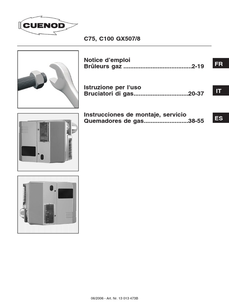 Notice technique brûleurs Cuénod C75/C100 PDF Soupape Chaudière — free download