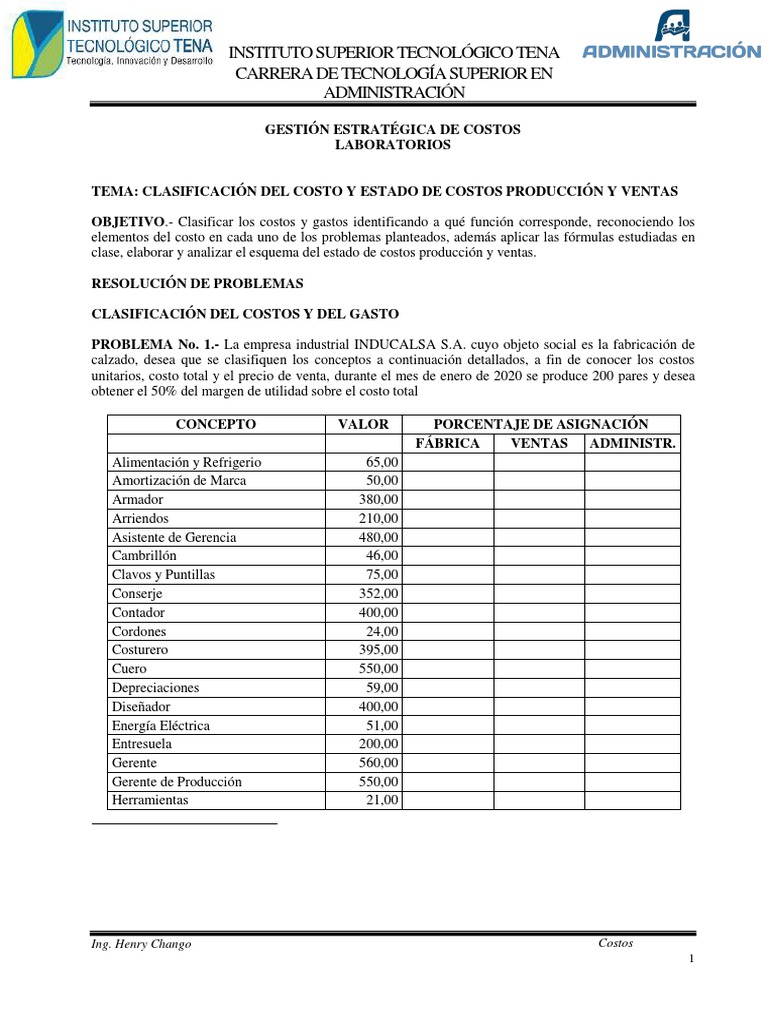Clasificación de Costos y Ventas | PDF | Costo | Inventario
