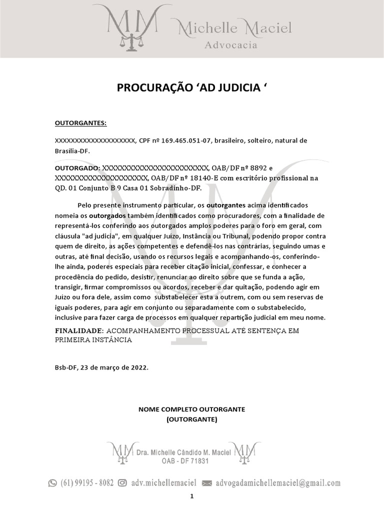 Procuração Ad Judicia: Modelo e Uso | PDF