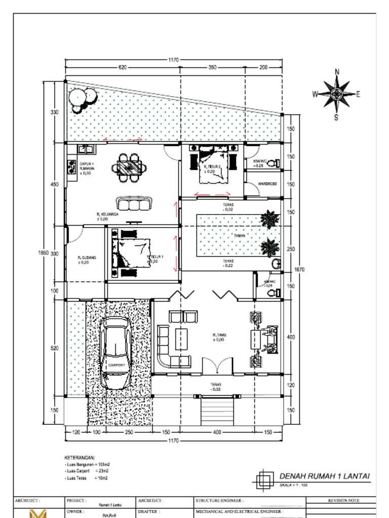 Denah Rumah 1 Lantai-Model LB.115 | PDF
