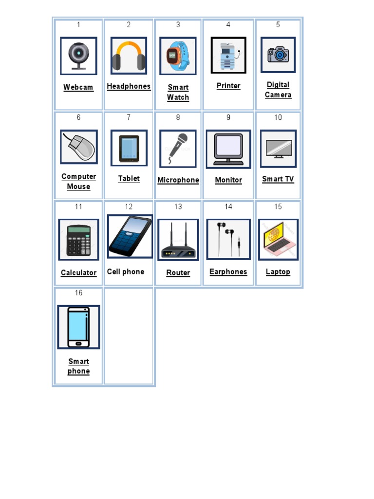 Vocabulario de Tech. Devices - Pictures To Cut | PDF | Computers