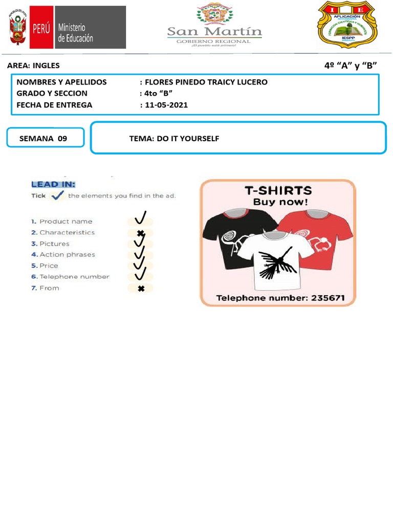 Ingles Semana 9 Traicy Flores 4 B | PDF