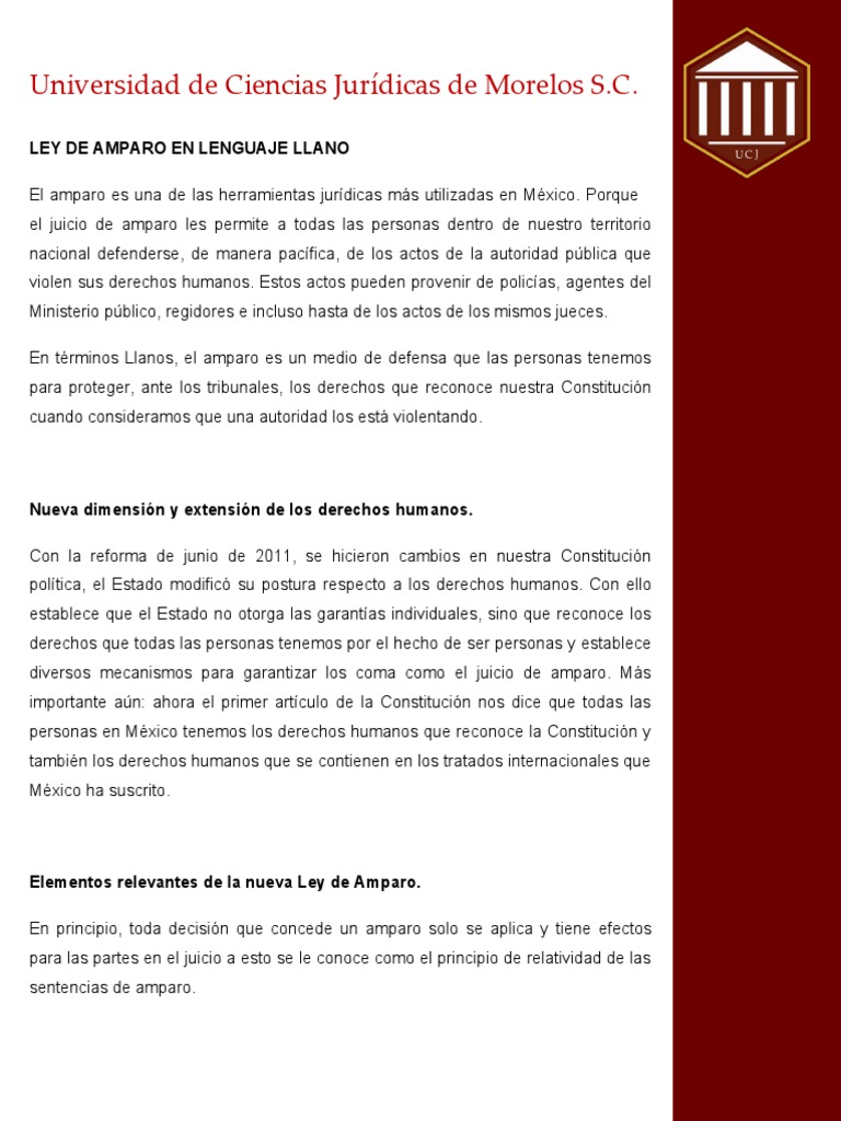 Ley de Amparo en Lenguaje Llano | PDF | Caso de ley | Derechos humanos