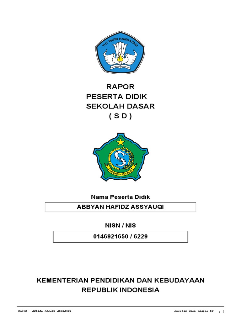 Rapor SD: Panduan dan Detail | PDF