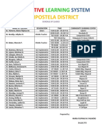 ALTERNATIVE LEARNING SYSTEM Class Schedule