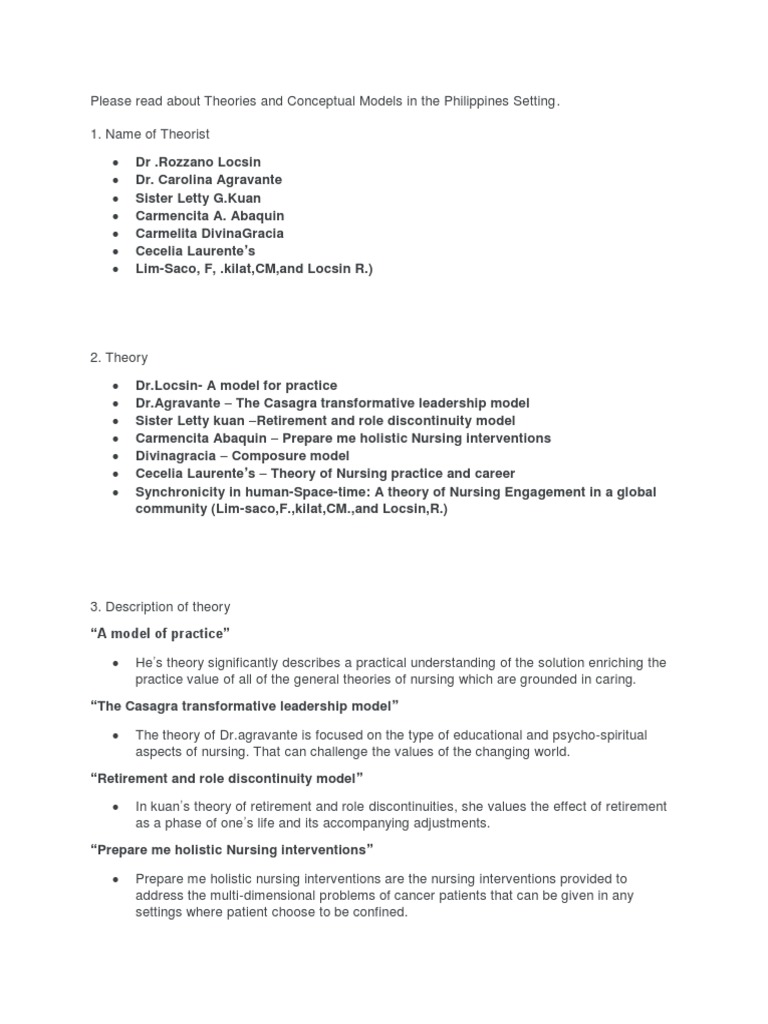 Theories and conceptual models in the philippines setting pdf