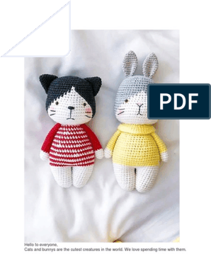 Easy crochet pattern of stuffed Cat amigurumi doll (PDF file).