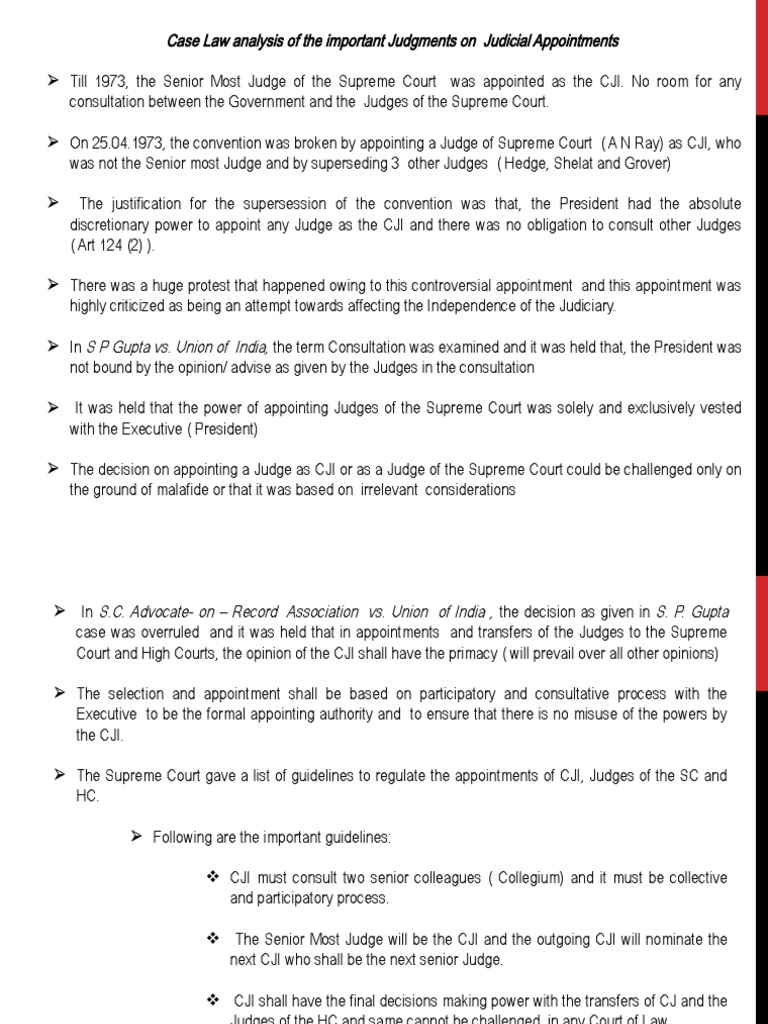 Judicial Appointments in India PDF Supreme Court Of The United