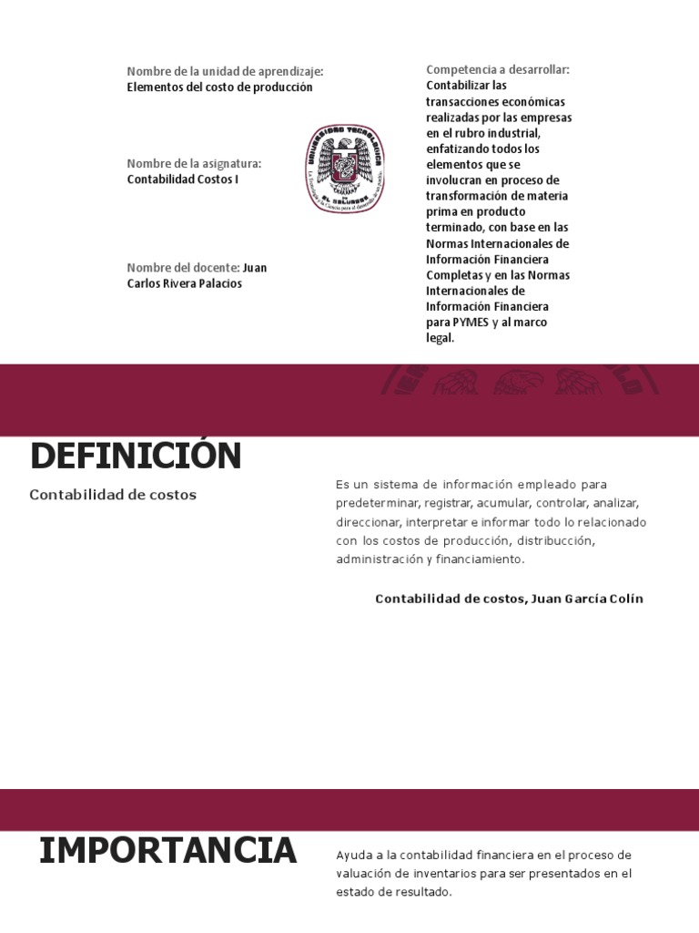 Clasificación y Elementos de Costos | PDF | Costo | Contabilidad