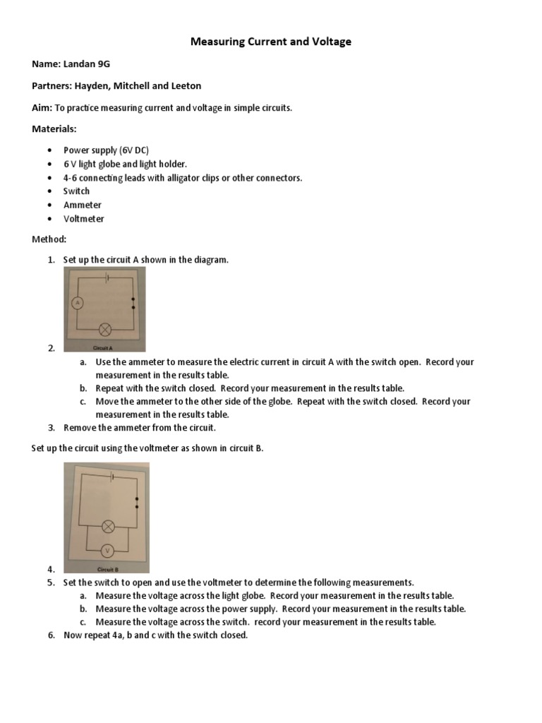 Measuring Current and Voltage Practical (12) PDF Voltage Power Supply