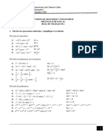 División de Monomios Y Polinomios Triángulo de Pascal Hoja de Trabajo 05.1