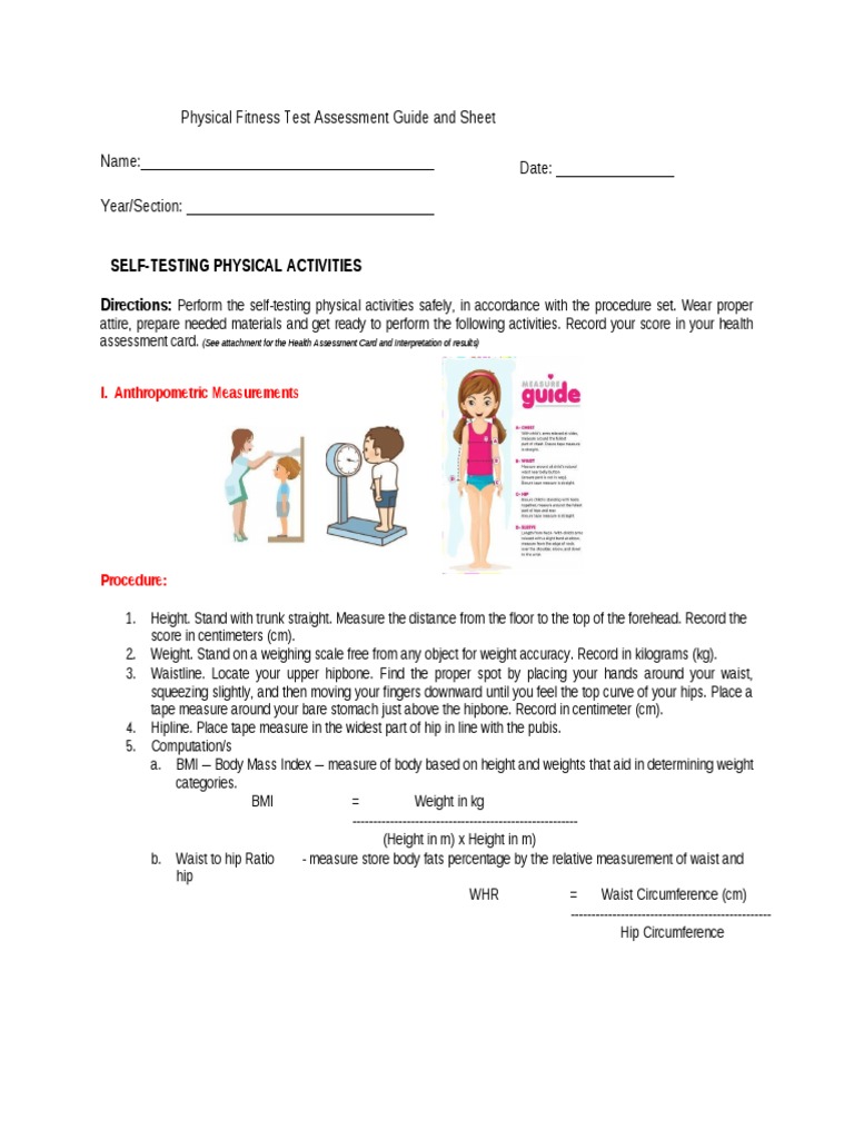 Physical Fitness Assessment Guide | PDF | Body Mass Index | Waist