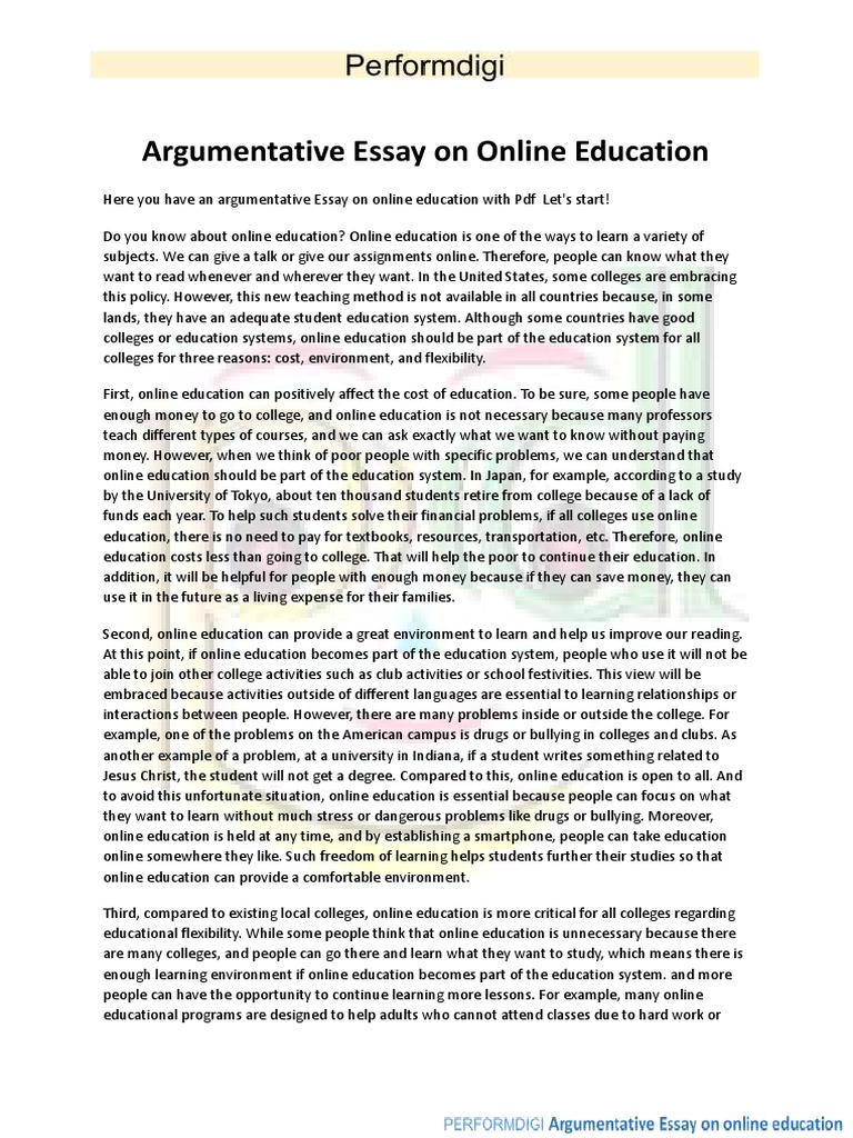 distance education argumentative essay