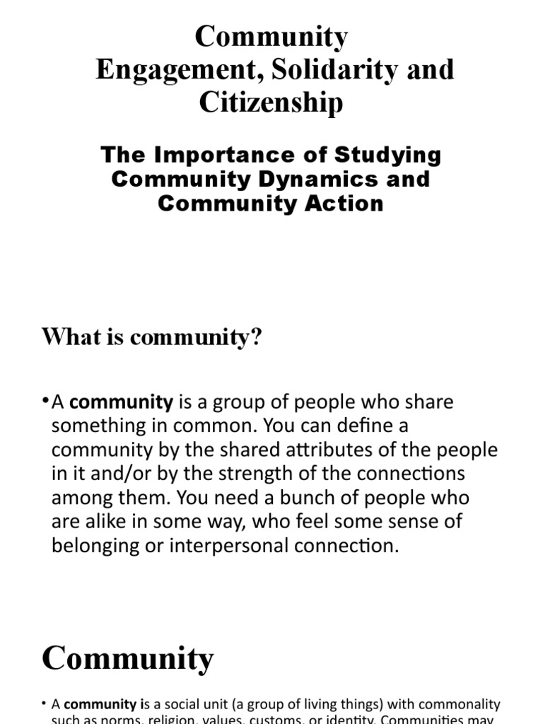 Understanding Community Dynamics and Action | PDF | Community | Social Work