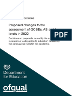 6834 Decisions For Proposed Changes To The Assessment of GCSEs AS and A Levels in 2022
