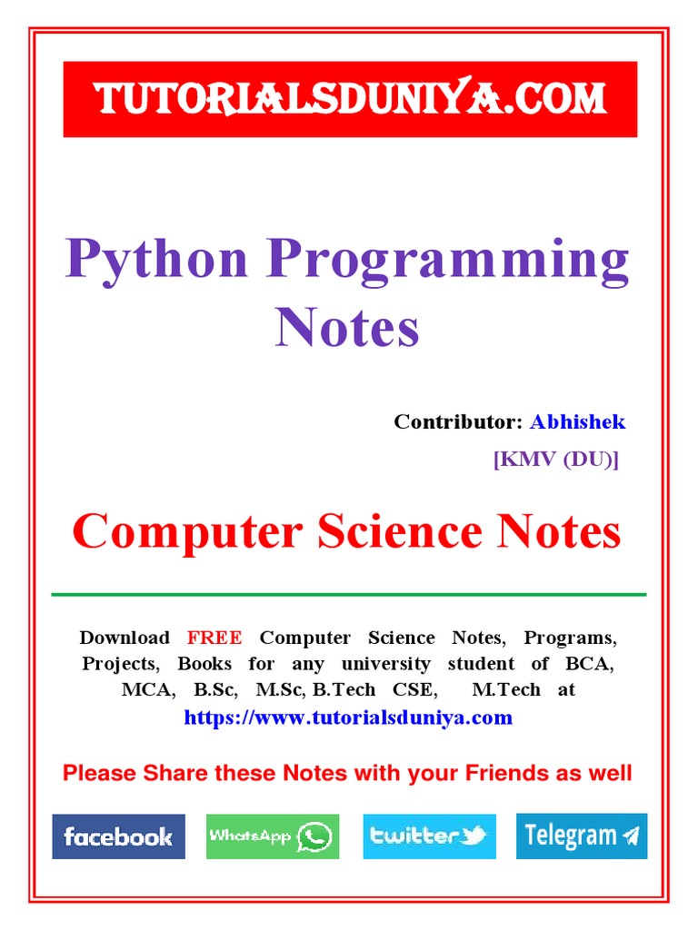 Pythone Notes | PDF | Computer Programming | Machine Learning