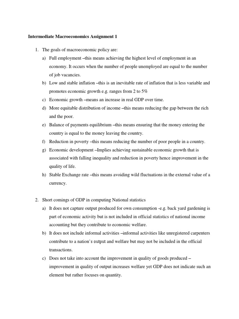 Intermediate Macroeconomics Assignment 1 | PDF | Gross Domestic Product ...