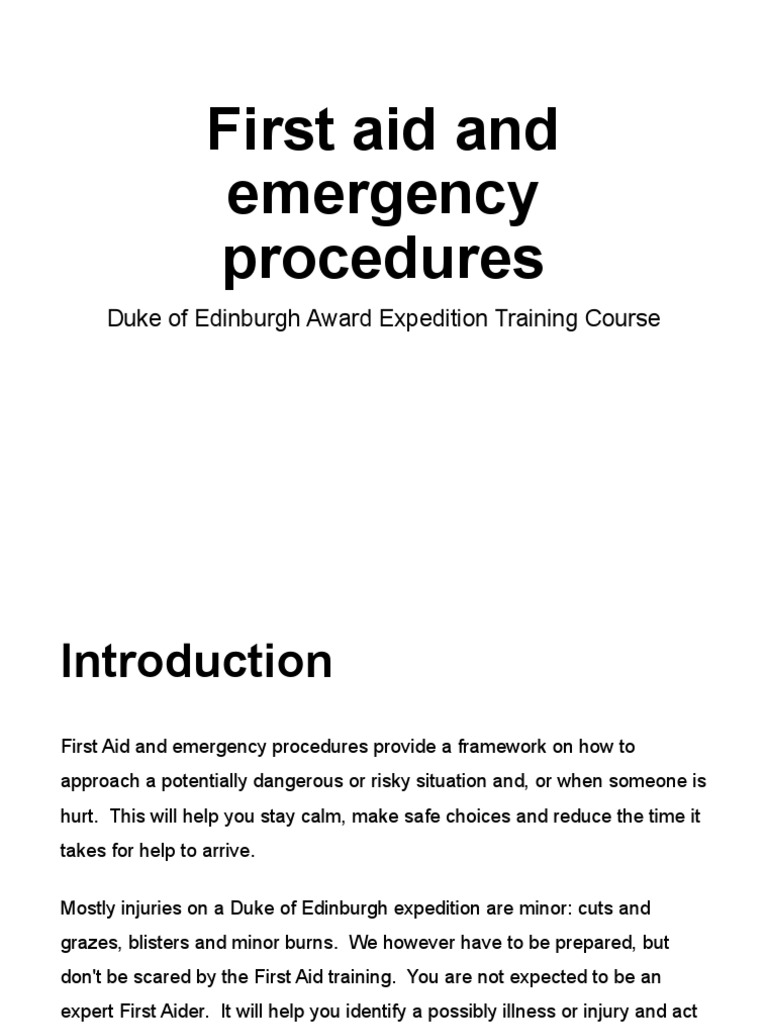 1 First Aid and Emergency Procedures Course PDF First Aid