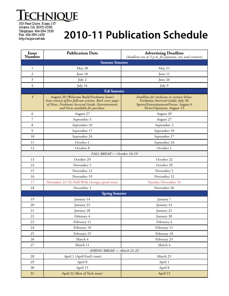10-11 Pub Schedule | PDF | Home & Garden