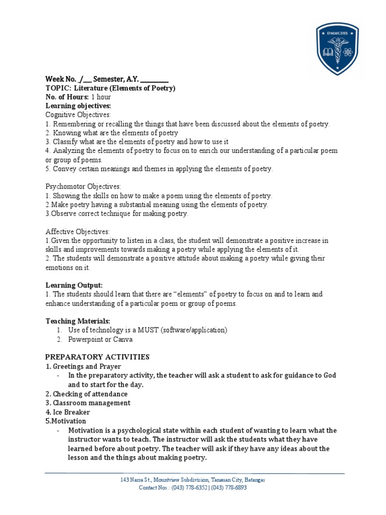 Elements Of Poetry Pdf Poetry Rhyme