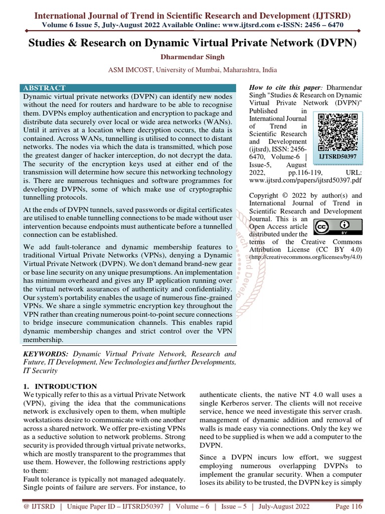 Studies and Research On Dynamic Virtual Private Network DVPN | PDF ...