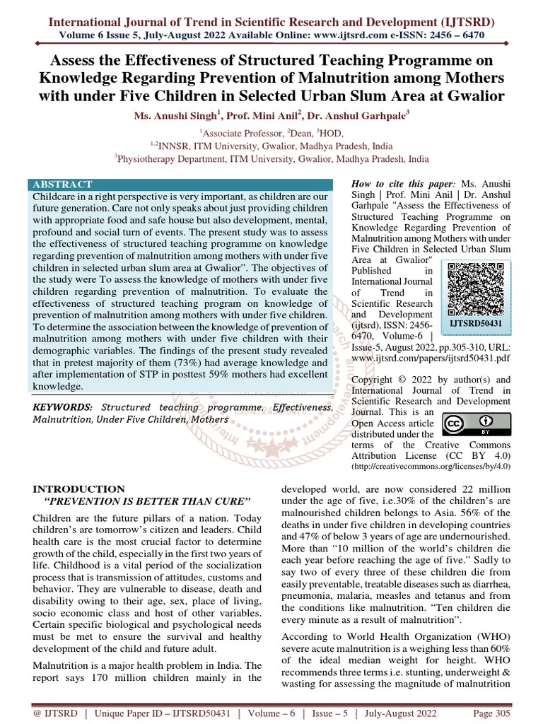 Assess The Effectiveness of Structured Teaching Programme On Knowledge ...