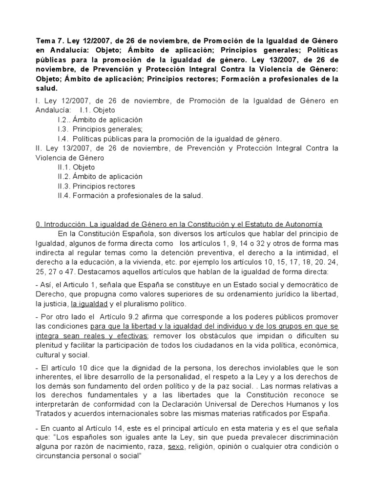 Leyes de Igualdad y Violencia de Género en Andalucía | PDF | Estudios ...