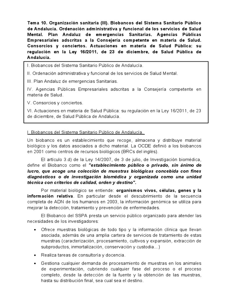 Biobancos y Salud Pública en Andalucía | PDF | Hospital | Salud mental