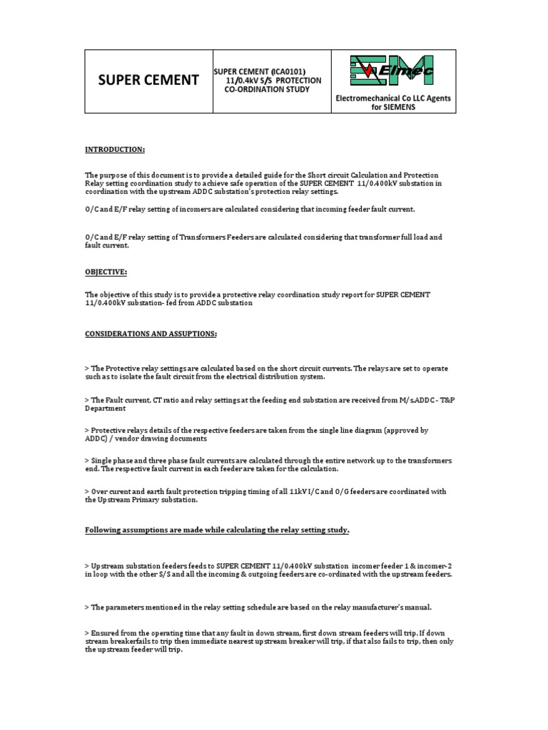 Relay Setting Coordination Study | PDF | Electrical Substation | Relay