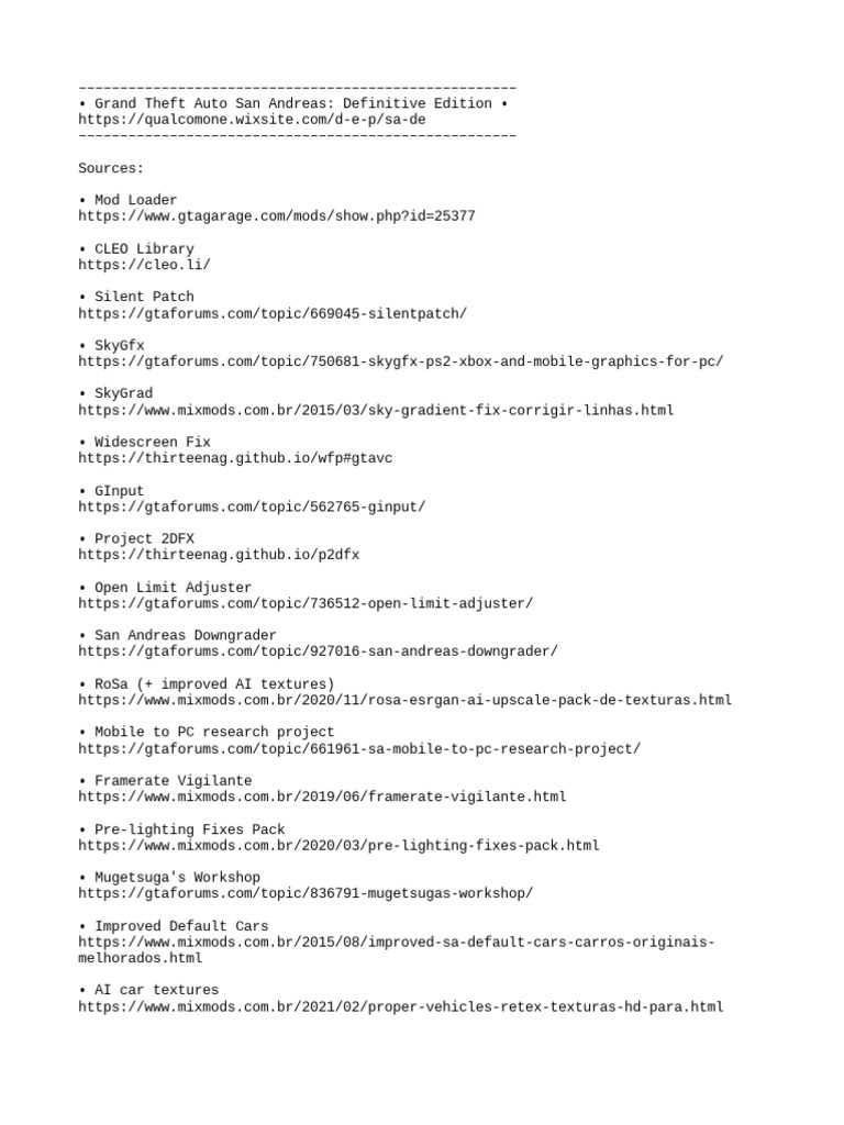 GTASA DE Sources | PDF