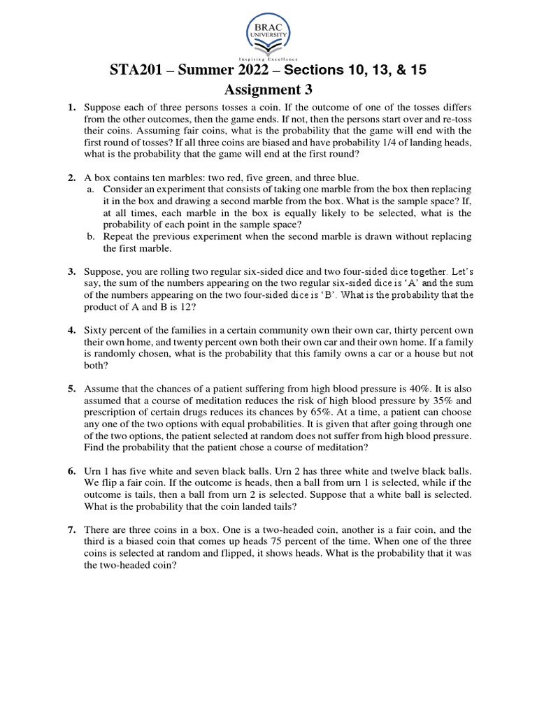 Probability Problems and Solutions | PDF | Probability | Probability ...