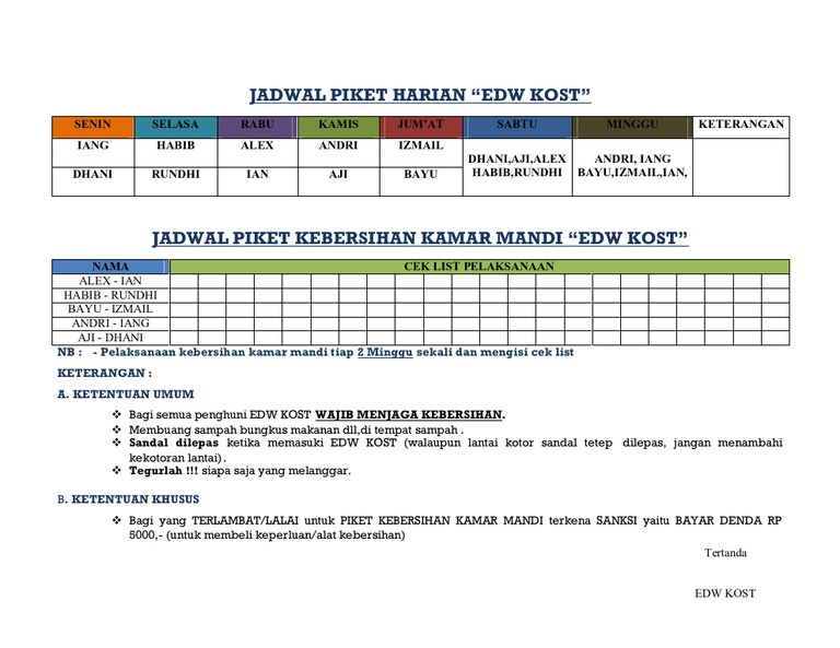 JADWAL PIKET