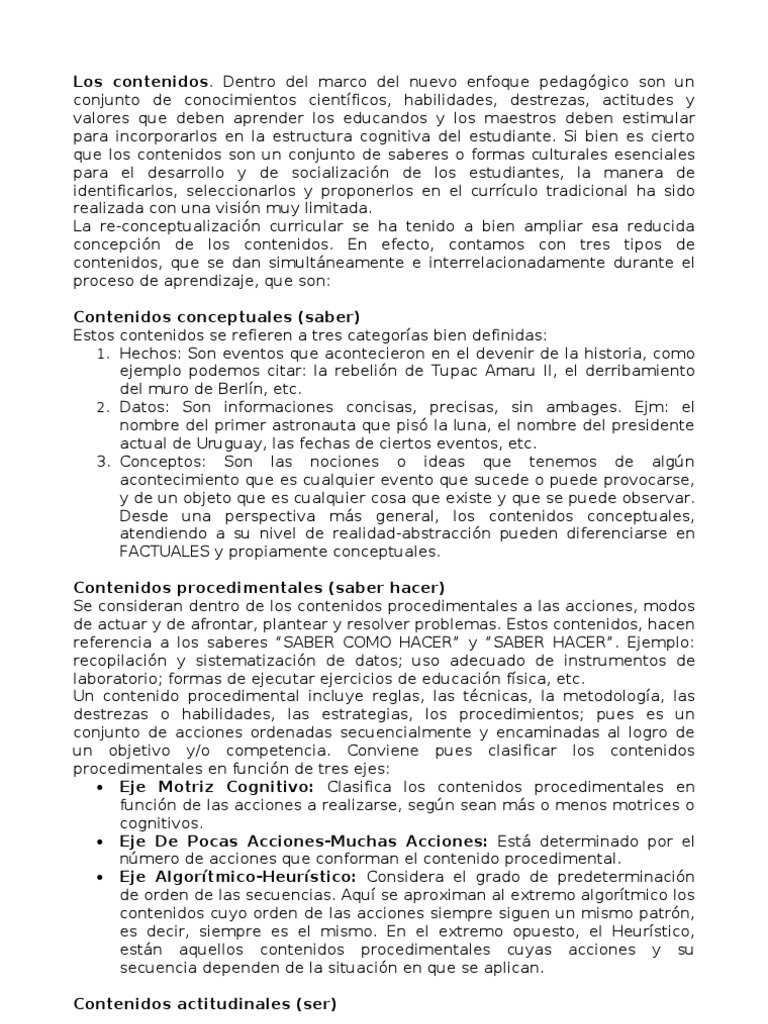 Los Contenidos | PDF | Constructivismo (filosofía de la educación ...