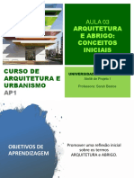 Aula 03: Conceitos iniciais sobre arquitetura e abrigo