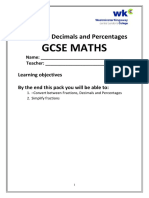 Fractions Decimals and Percentages Workpack