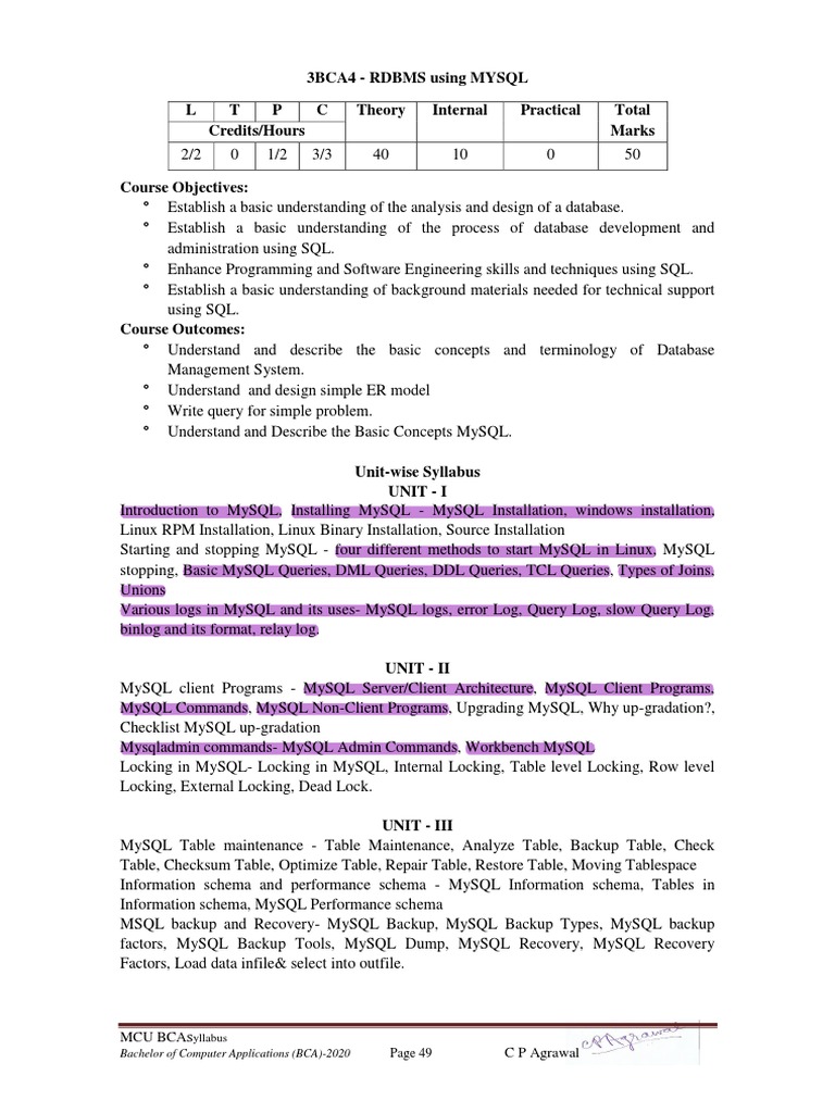 RDBMS using MYSQL | PDF | My Sql | Databases