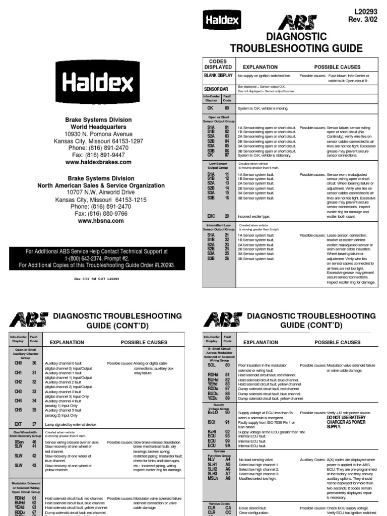 Haldex Troubleshooting Codes PDF Vacuum Tube Electrical Wiring