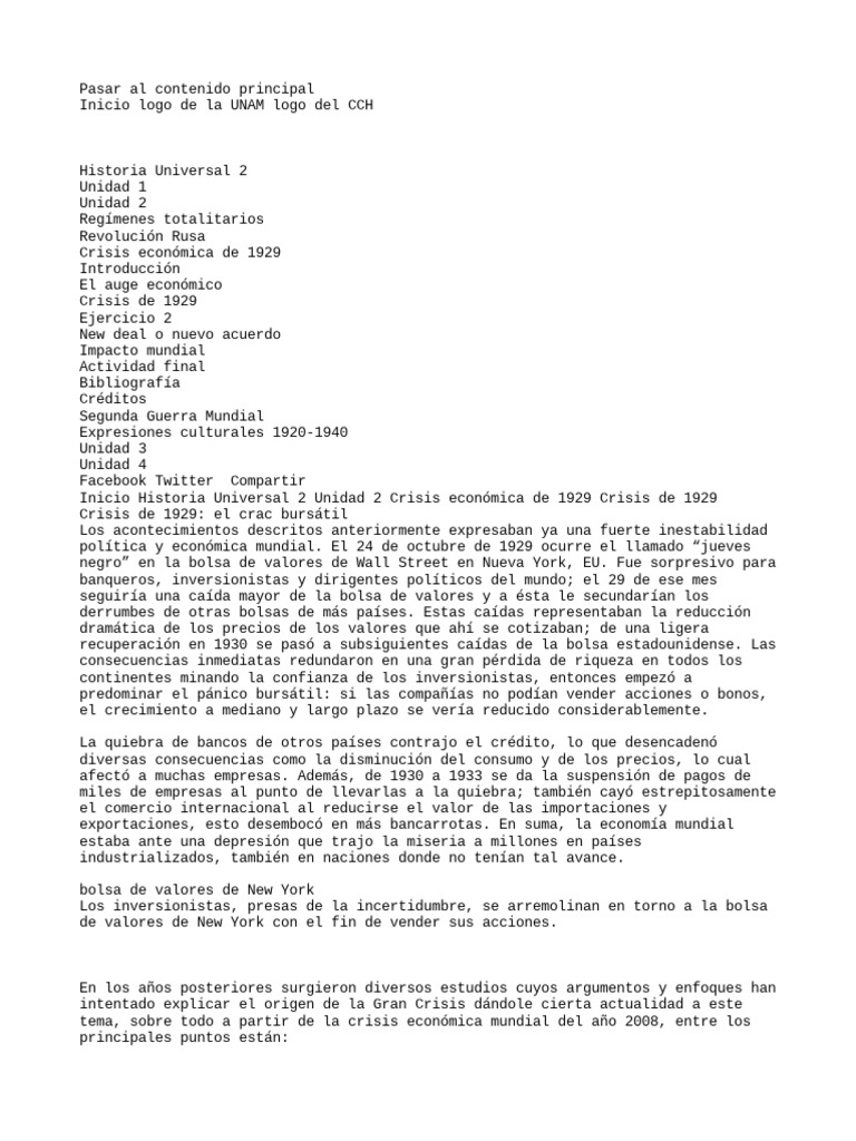 Crisis de 1929: Impacto Global y Causas | PDF | Gran depresion ...