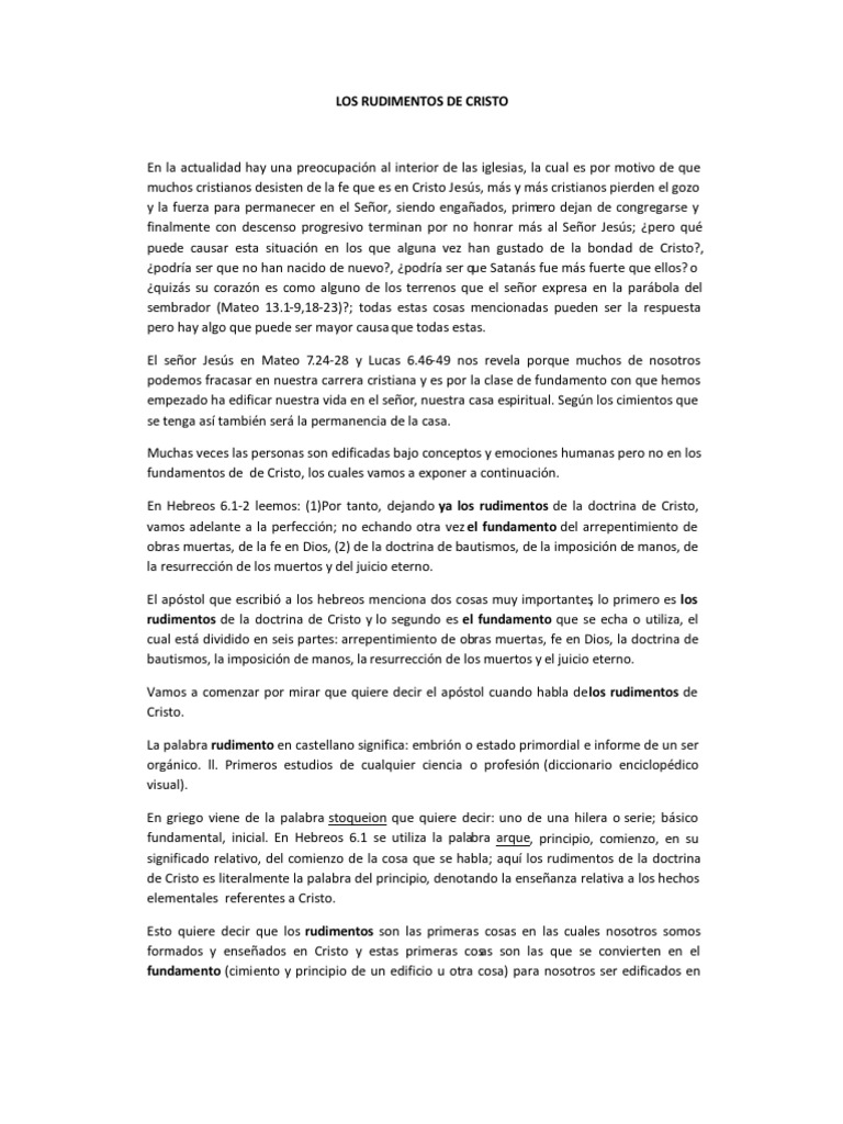 Los Rudimentos de Cristo I | PDF | Cristo (título) | Pecado