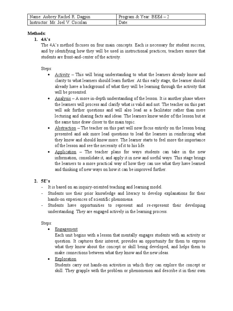 Methods, Strategies, Activities of Teaching | PDF | Teaching Method ...