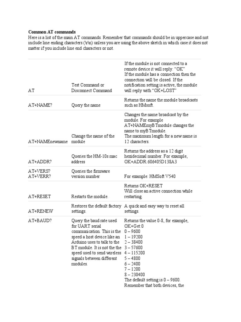 HM-10 AT Command Reference Guide | PDF | Computing | Information Age