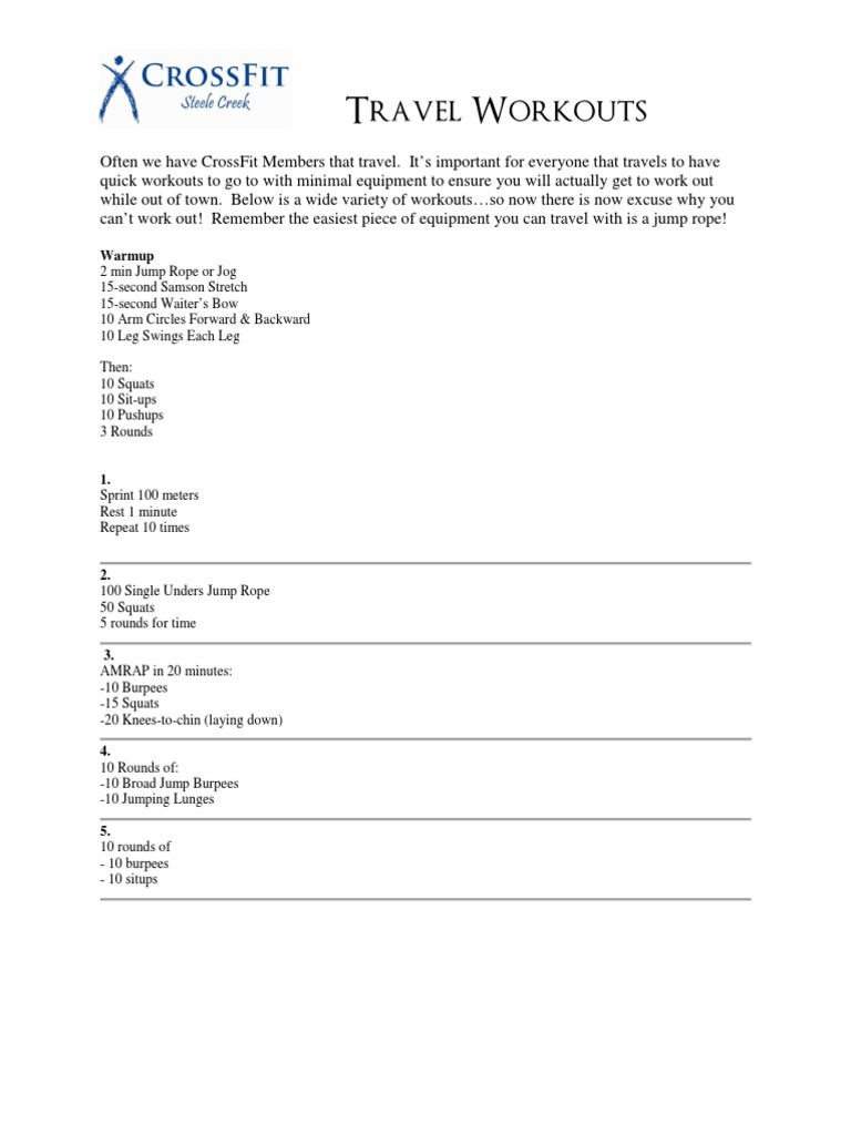 Travel Workouts for CrossFit Members | PDF | Physical Exercise | Recreation