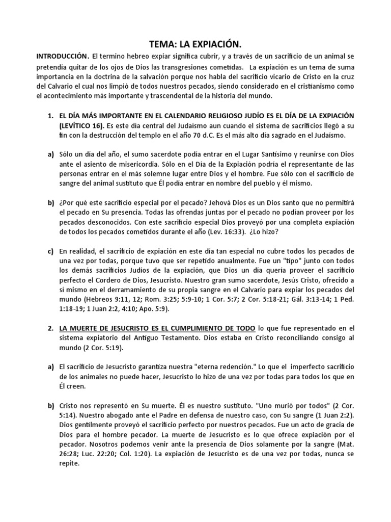 La Expiación: Sacrificio y Redención | PDF | Pecado | Salvación