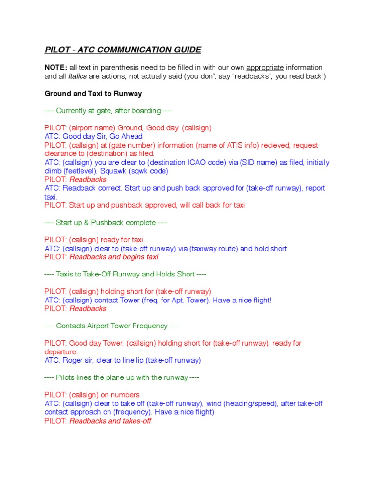 Pilot ATC Communications Guide by Nout Air Traffic Control 