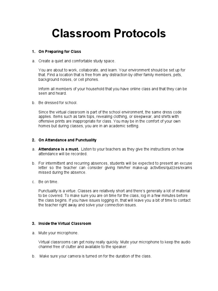 ClassroomProtocols v4 PDF Classroom Teachers