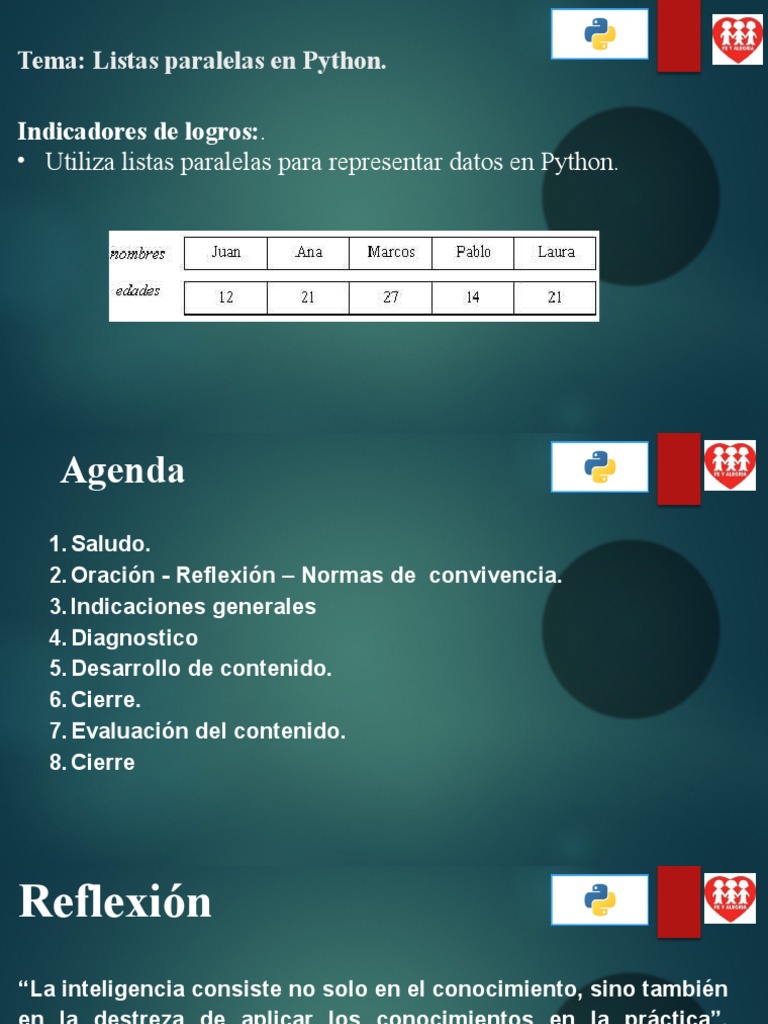 Clase #10, Semana 6. Uso de Listas Paralelas en Python | PDF ...
