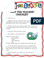 Meet The Teacher Checklist